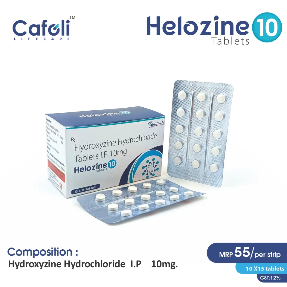 Hydroxyzine (10mg) Tablet at the best price in PCD Pharma Franchise for Anxiety and Allergic Reactions.